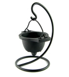 2-Piece Hanging Cauldron Incense Burner, Black Cast Iron