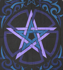 Large 36 Inch Square Altar Cloth With Pentagram Large Purple Black Aqua Cotton | Woot & Hammy