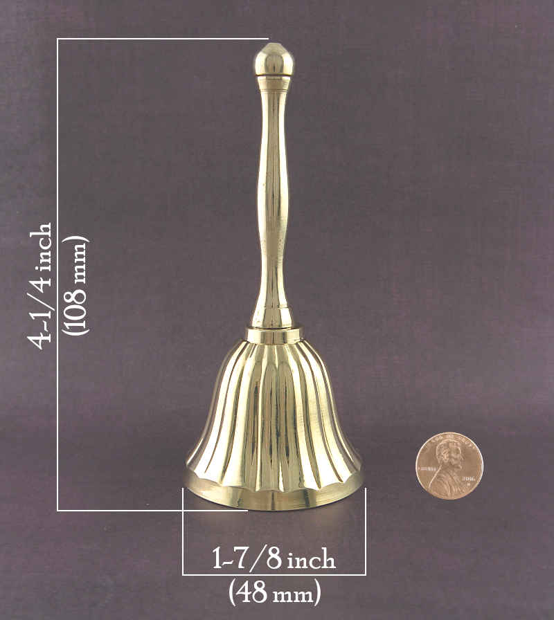 Brass-Plated Fluted Scalloped Hand Bell Altar Bell 4 Inches | Woot & Hammy