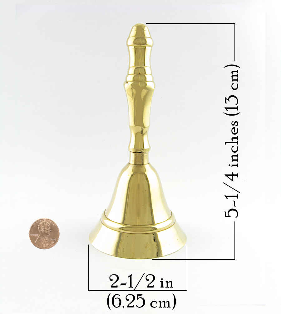 Brass-Plated Hand / Altar Bell Traditional 5 Inches Tall | Woot & Hammy