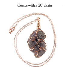 Raw Amethyst Crystal Cluster Geode Pendant Necklace, Copper Wire-Wrapped, Handmade