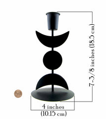 Triple Moon Symbol Candle Holder Black Metal 7 Inches Tall | Woot & Hammy