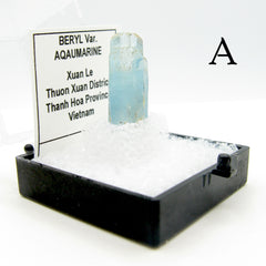 Close up of Natural Raw Beryl Aquamarine Crystal Type A against white background