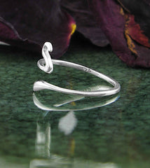 Simple Snake Serpent With Swirling Tail Toe Midi Ring, Adjustable | Woot & Hammy