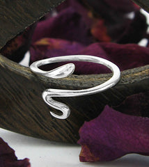 Simple Snake Serpent With Swirling Tail Toe Midi Ring, Adjustable | Woot & Hammy