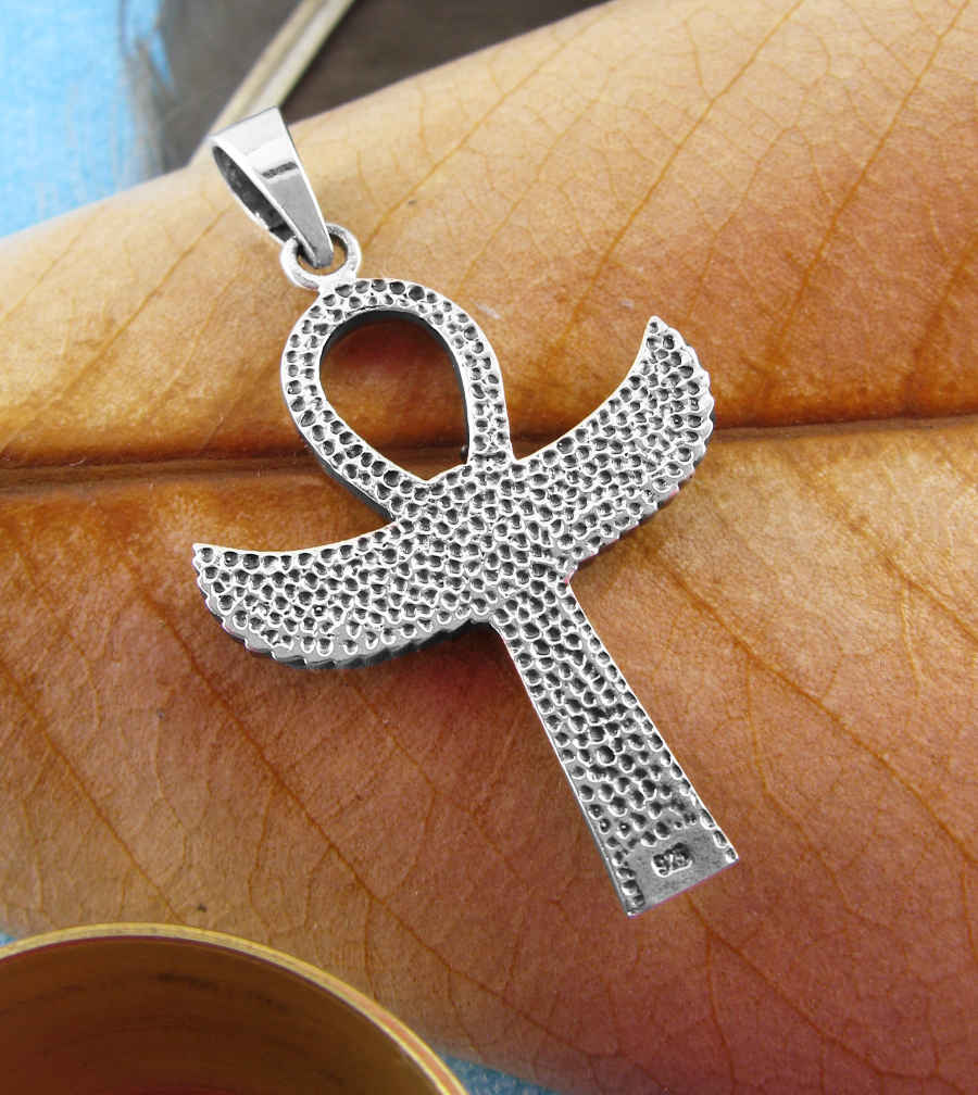 Pendant Silver Egyptian Ankh Hieroglyph Key of Life Scarab Beetle Isis Feathers | Woot & Hammy