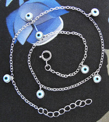 Protection Anklet with Seven 7 Tiny Evil Eyes Positive Energy Bracelet Magic Luck | Woot & Hammy