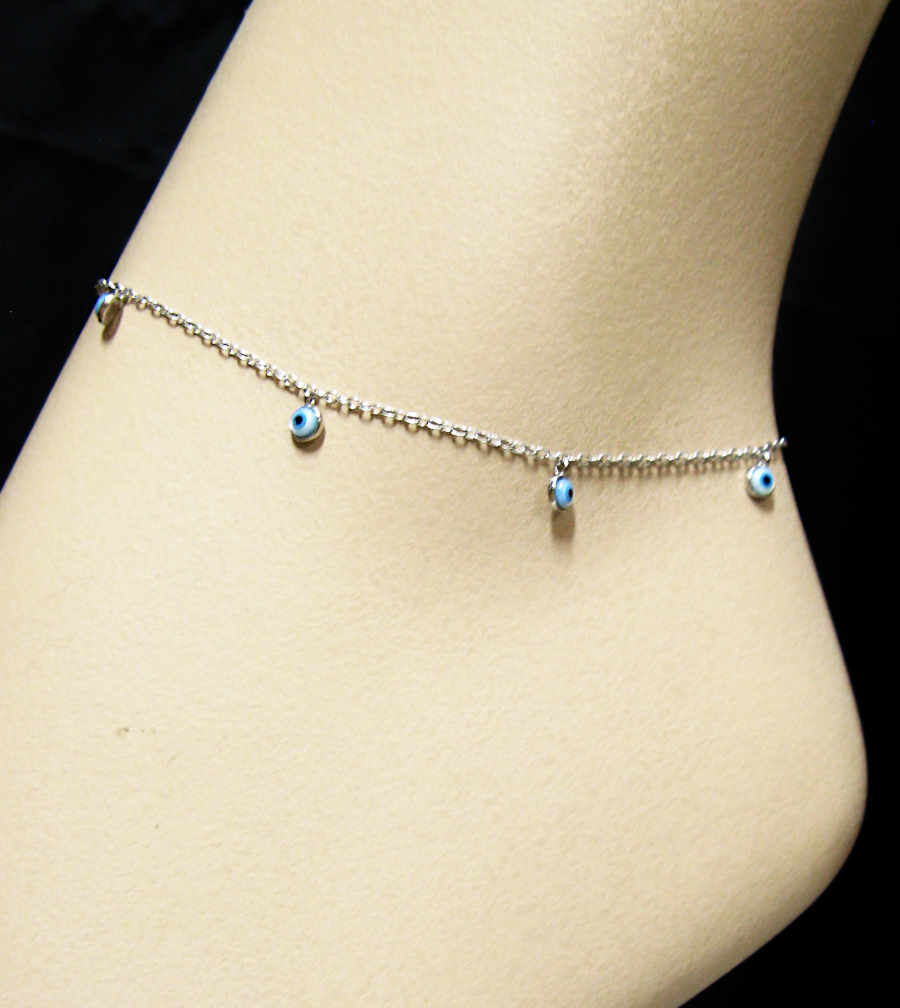 Protection Anklet with Seven 7 Tiny Evil Eyes Positive Energy Bracelet Magic Luck | Woot & Hammy