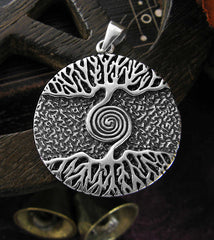 As Above So Below Tree With Spiral Oxidized Round Pendant Hermetic | Woot & Hammy