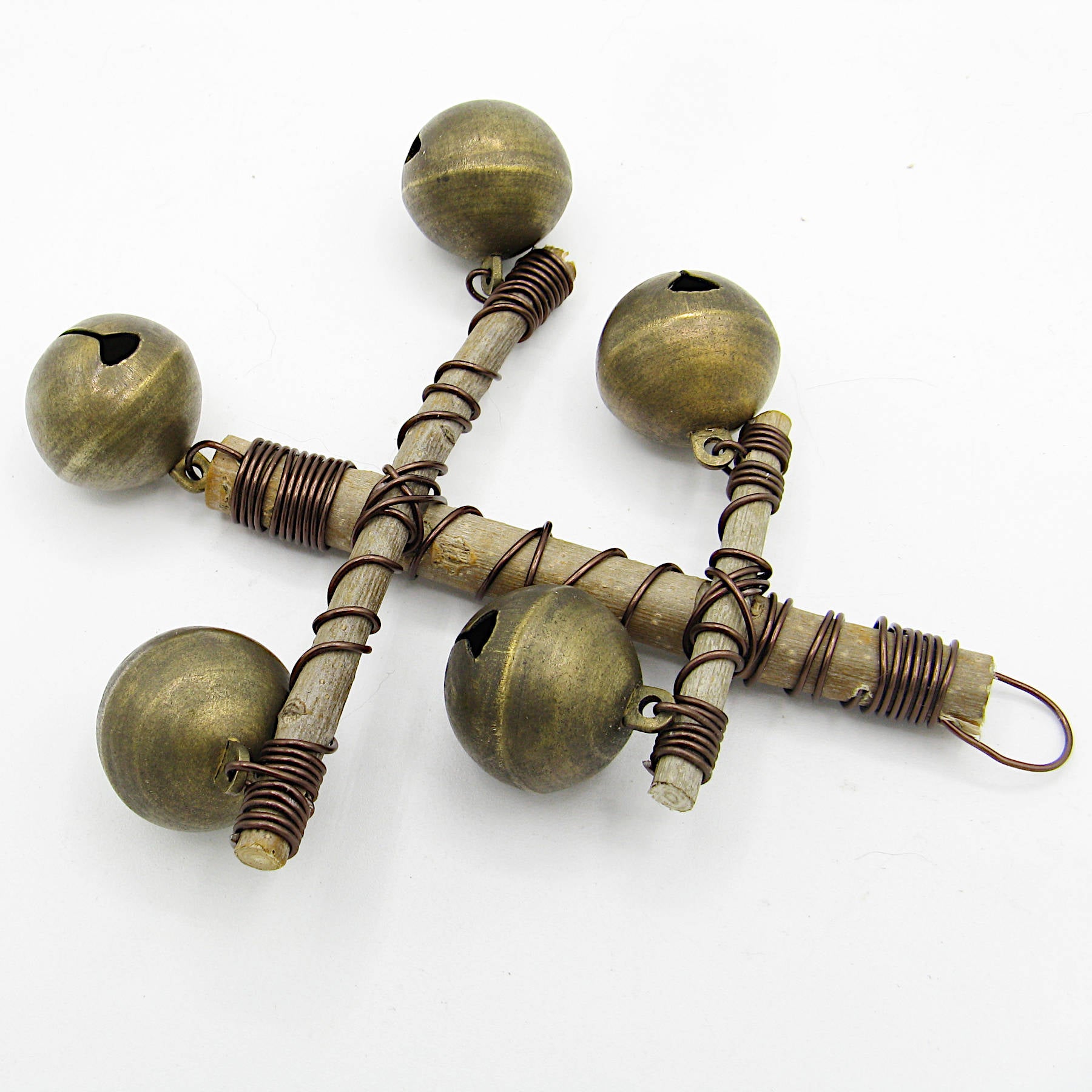 Hanging Witch's Bell 5 Sleigh Bells Anchor Shape Made of Twigs Handcrafted Energy Cleansing Rustic Primitive Wiccan Pagan | Woot & Hammy