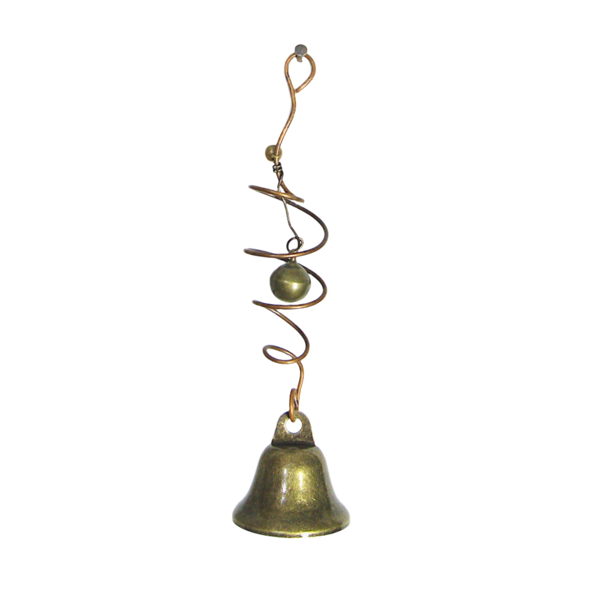 Eccentric Witch's Bell with Round Sleigh Bell in Spiral, Handmade