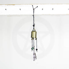 Hanging Bell Selenite Bars Wire-Wrapped Raw Quartz Green Glass Beads Sleigh Bells Handmade Cleansing Protection Against Evil Nature Sacred Space | Woot & Hammy
