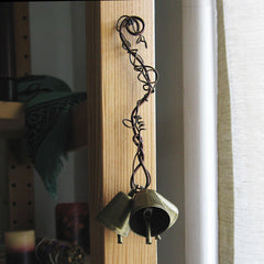 3-Bell Hanging Witch's Bell with Wire 'Vines' Handmade For Cleansing and Protection Against Evil | Woot & Hammy