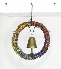 Hanging Witch's Bell in Small Wreath Bound in Multi-Colored Wire Handmade For Cleansing and Protection Against Evil | Woot & Hammy