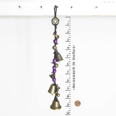 Long Hanging Witch's Bell With Many Bells Beads Pentagram Braided Black Twine Handmade For Cleansing and Protection Against Evil | Woot & Hammy