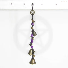 Long Hanging Witch's Bell With Many Bells Beads Pentagram Braided Black Twine Handmade For Cleansing and Protection Against Evil | Woot & Hammy