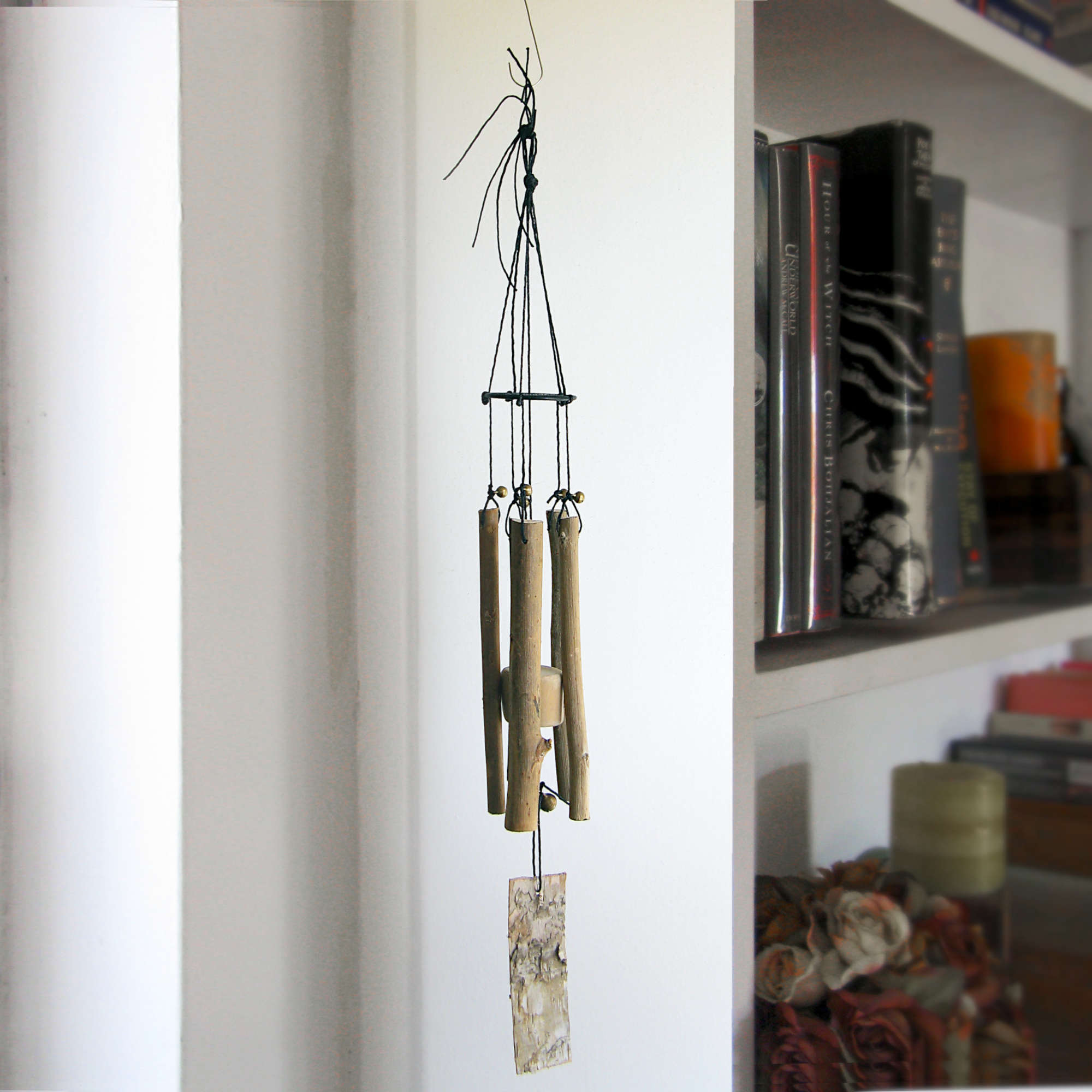 Windchime With Long Vertical Twigs Driftwood Pentagram Bark Handmade Cleansing Protection Against Evil | Woot & Hammy