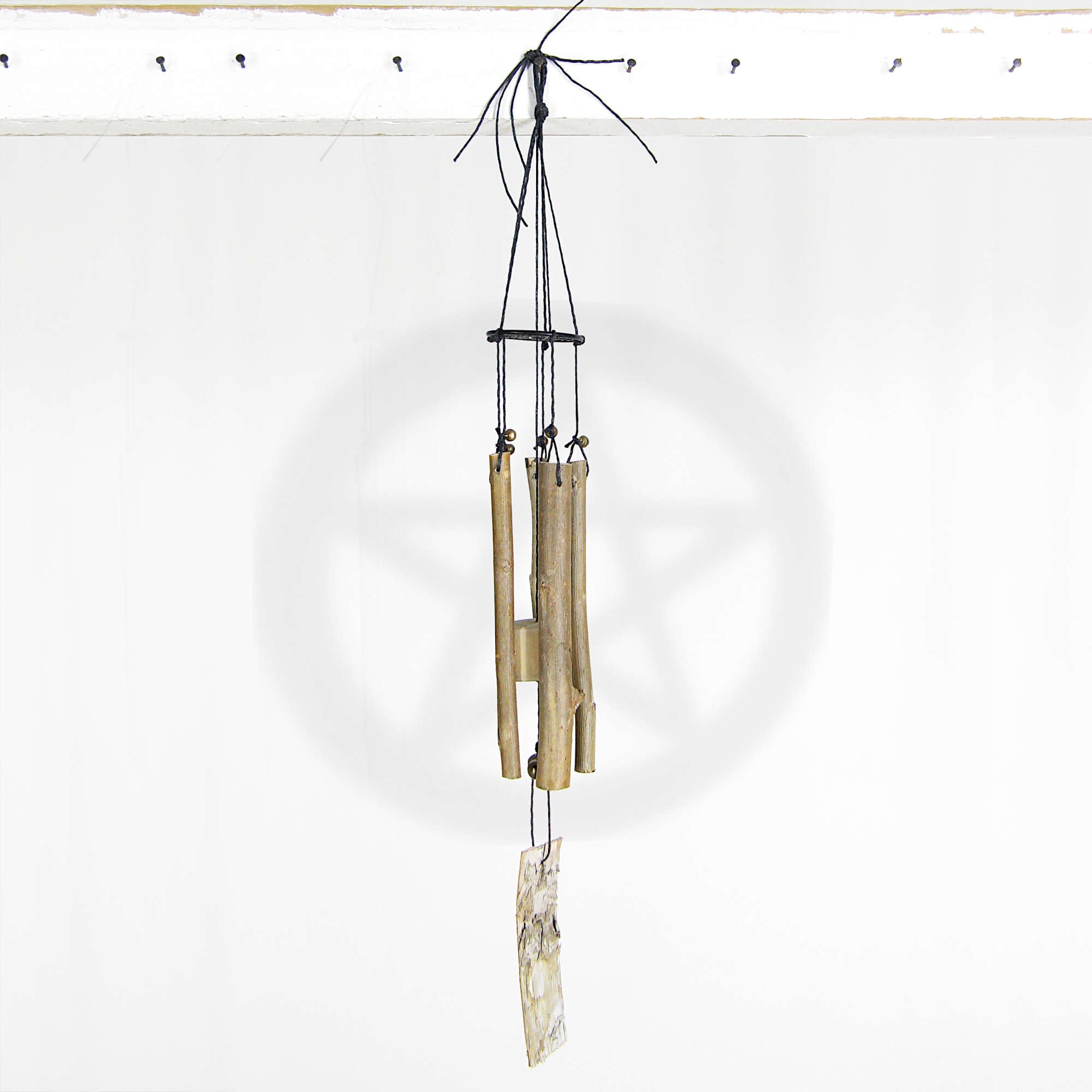 Windchime With Long Vertical Twigs Driftwood Pentagram Bark Handmade Cleansing Protection Against Evil | Woot & Hammy
