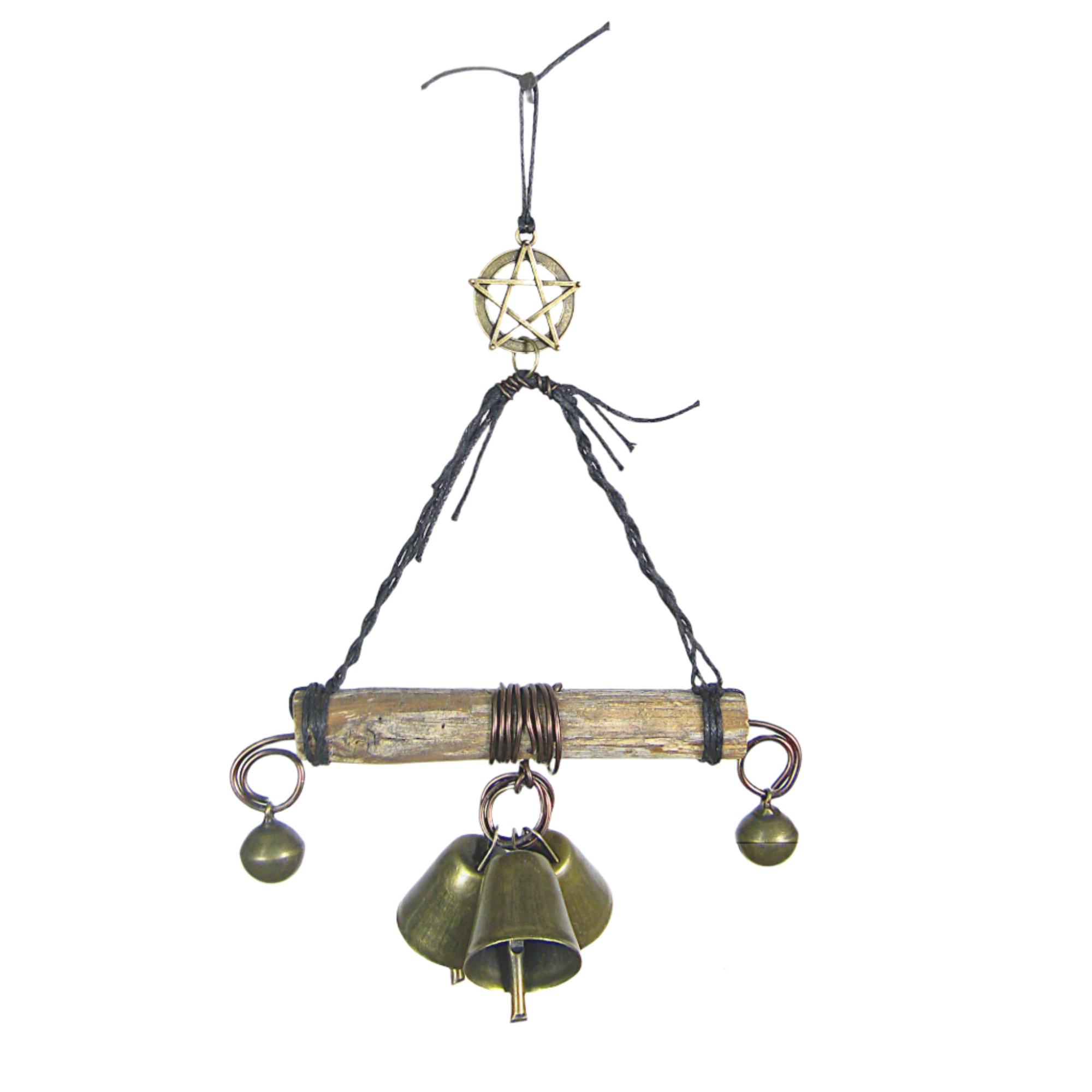 Triangle Witch's Bell with 3 Bells and Tree of Life Charm, Handmade