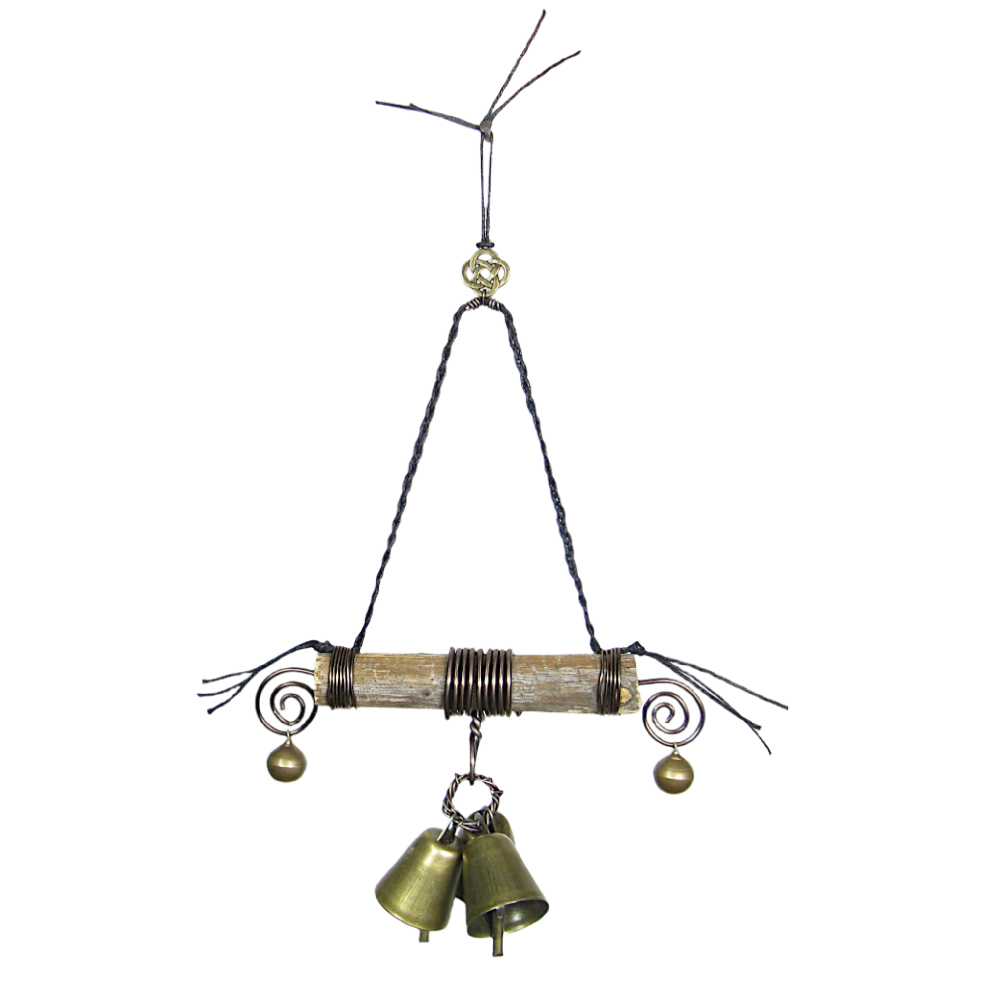 Triangle Witch's Bell with 3 Bells and Celtic Knot Charm, Handmade