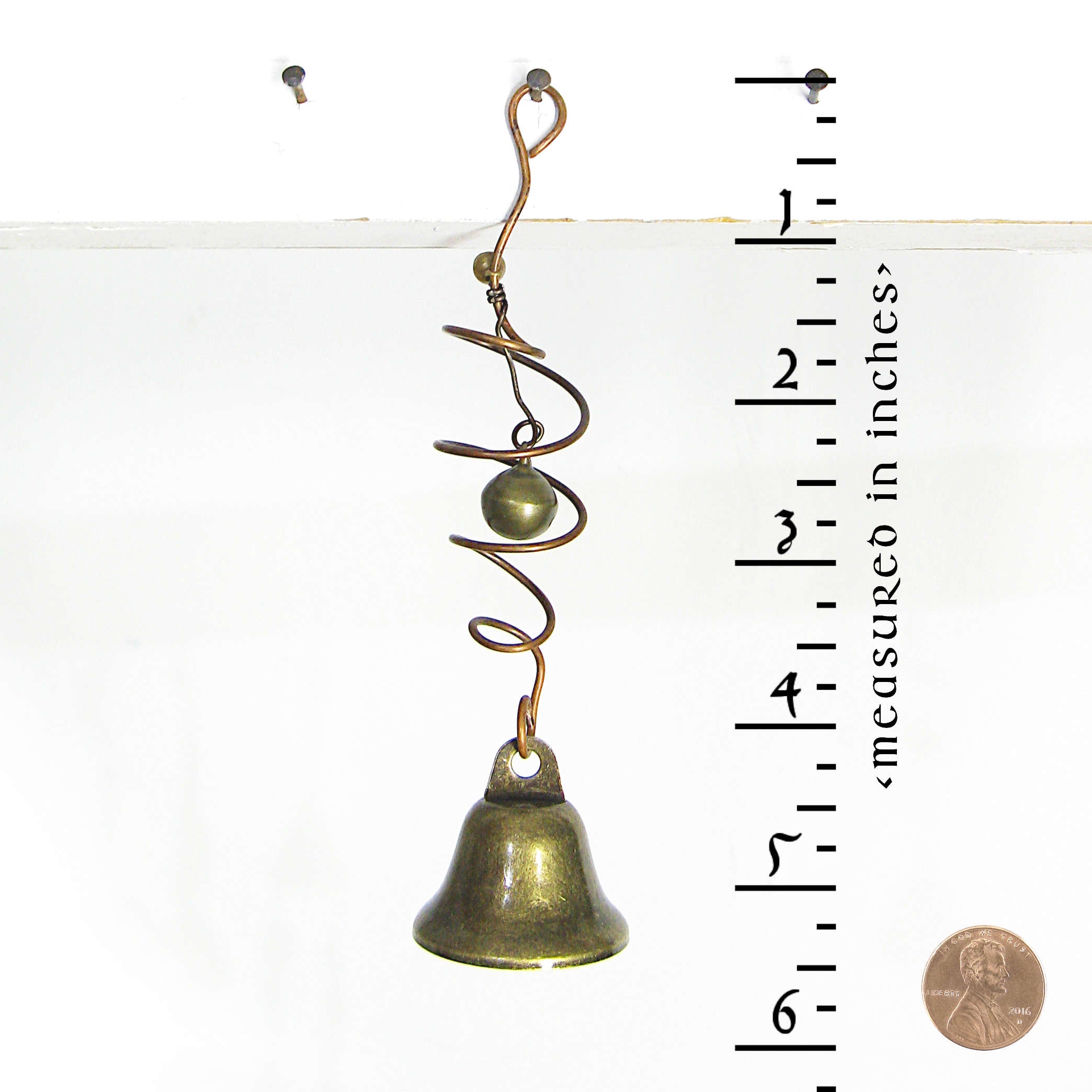 Hanging Witch's Bell with Small Sleigh Bell in Eccentric Spiral Handmade For Cleansing and Protection Against Evil | Woot & Hammy