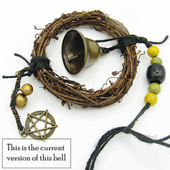 Hanging Witch's Bell w/ Small Wreath Bells Beads & Pentagram Handmade For Cleansing and Warding Off Negative Energy | Woot & Hammy