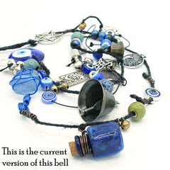 Hanging Witch's Bells Strung w/ Evil Eyes Pentagrams Witch's Knot Tumbled Glass Tarot Beads & Charms Handmade For Cleansing and Protection Against Evil | Woot & Hammy