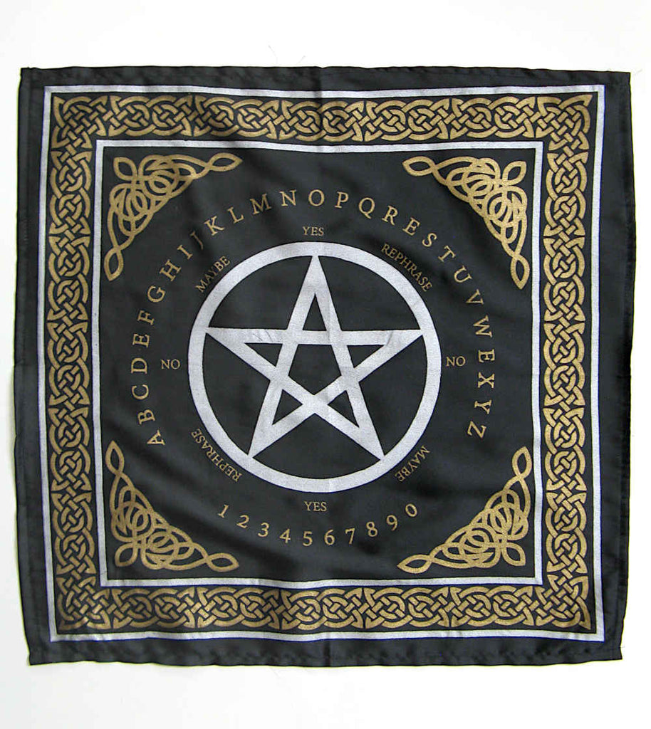 Black with Metallic Gold and Silver Pentagram Altar Cloth or Pendulum Mat| Woot & Hammy