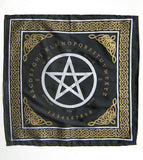 Schwarz mit metallischem Gold und Silber Pentagramm Altar / Pendeltuch