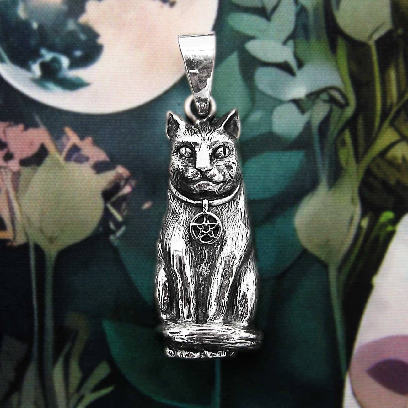 Sculptural Cat Witch's Familiar Spirit Animal Totem Pentagram Pendant | Woot & Hammy