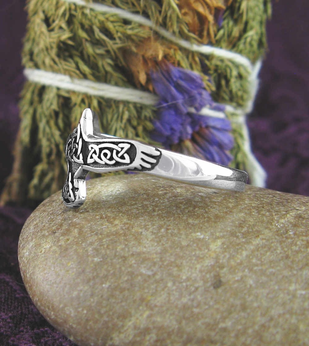 Celtic Bird Raven Crow Eagle Hawk Mythological Oxidized Ring | Woot & Hammy