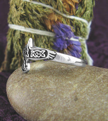 Celtic Bird Raven Crow Eagle Hawk Mythological Oxidized Ring | Woot & Hammy