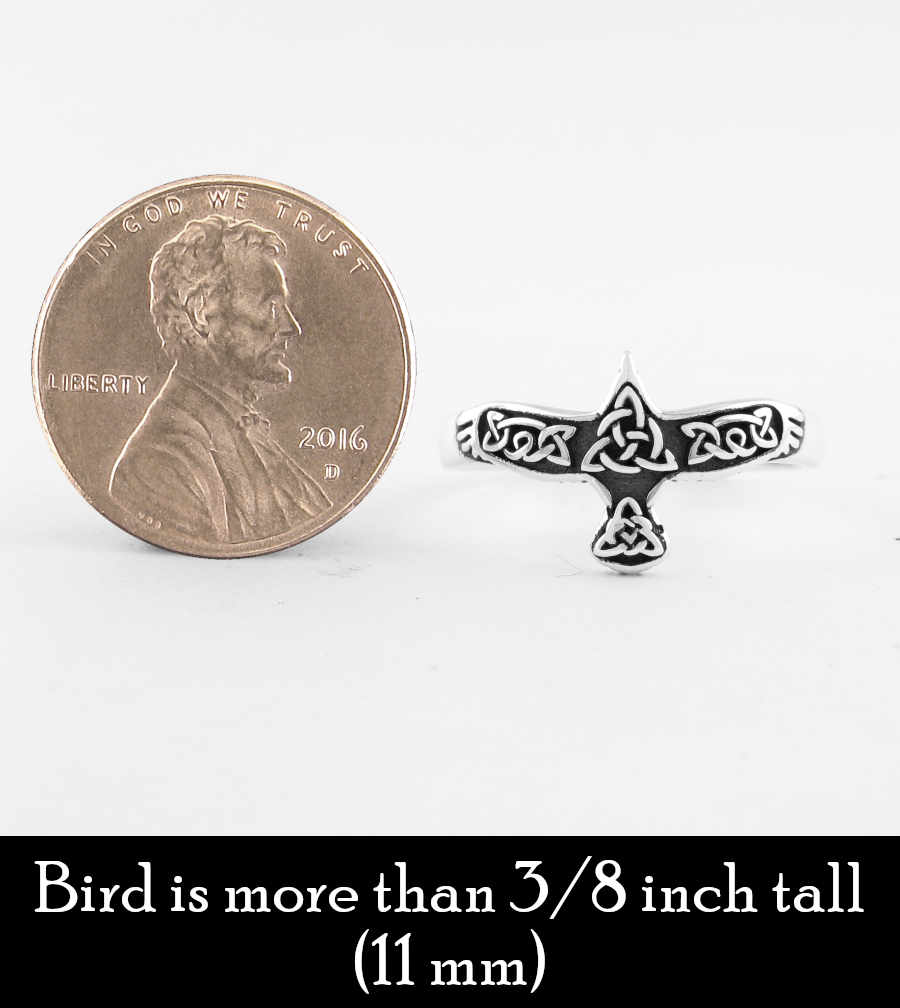 Celtic Bird Raven Crow Eagle Hawk Mythological Oxidized Ring | Woot & Hammy