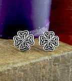 Celtic Cross Four-Leaf Clover With Triquetra Knots Oxidized Post Earrings | Woot & Hammy