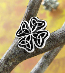 Celtic Cross Four-Leaf Clover With Triquetra Knots Oxidized Post Earrings | Woot & Hammy