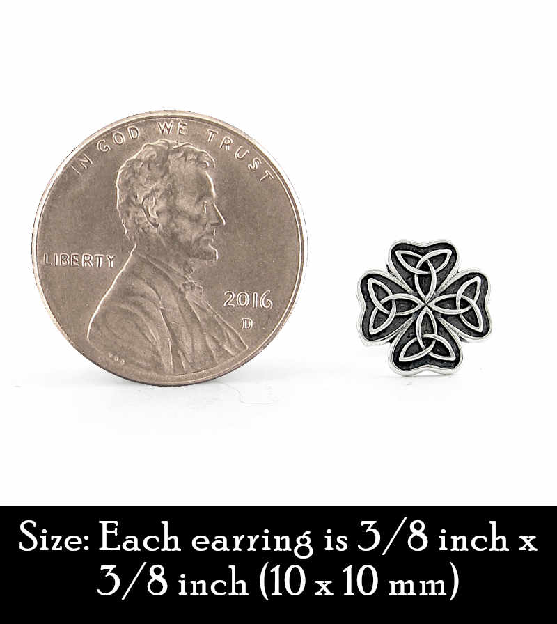 Celtic Cross Four-Leaf Clover With Triquetra Knots Oxidized Post Earrings | Woot & Hammy