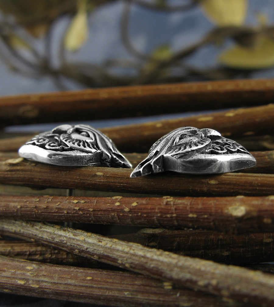 Celtic Owls' Faces Oxidized Post Earrings Wisdom Night Hunters | Woot & Hammy