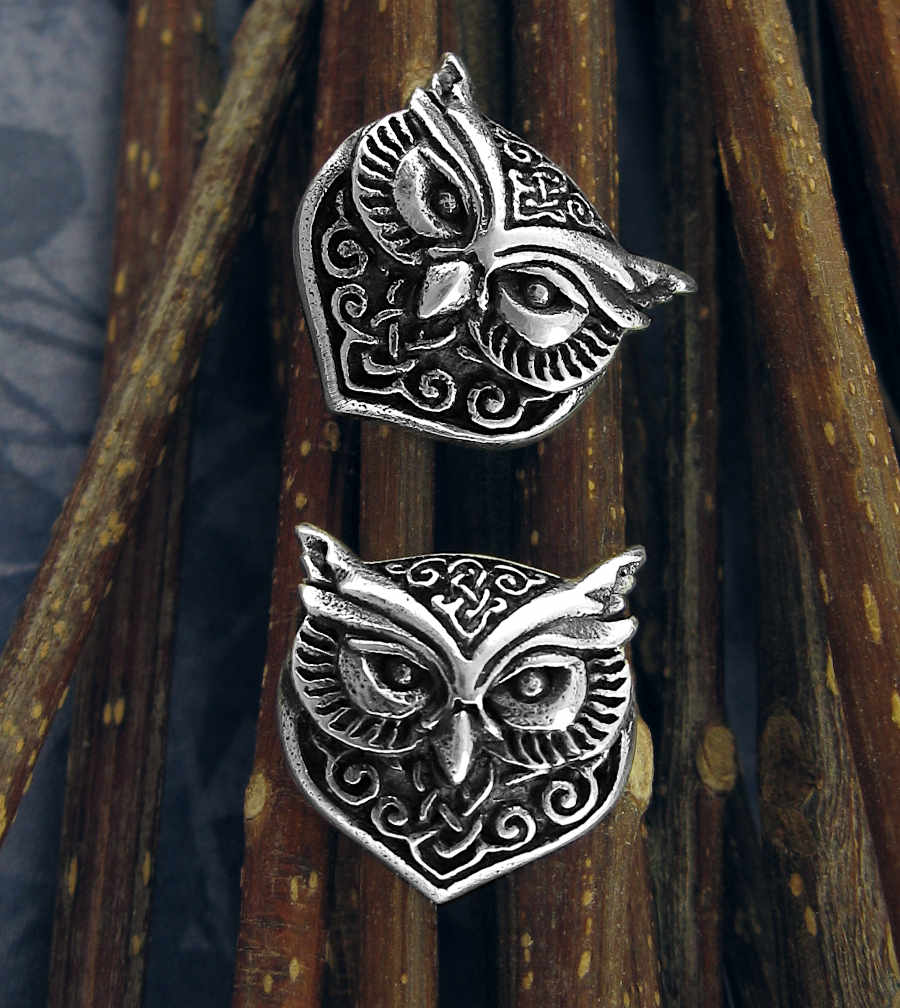 Celtic Owls' Faces Oxidized Post Earrings Wisdom Night Hunters | Woot & Hammy