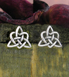 Celtic Triquetra Heart Knot Stud Earrings