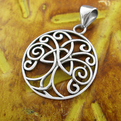 Silver Cut-out Pendant with Celtic Triquetra Knot Design