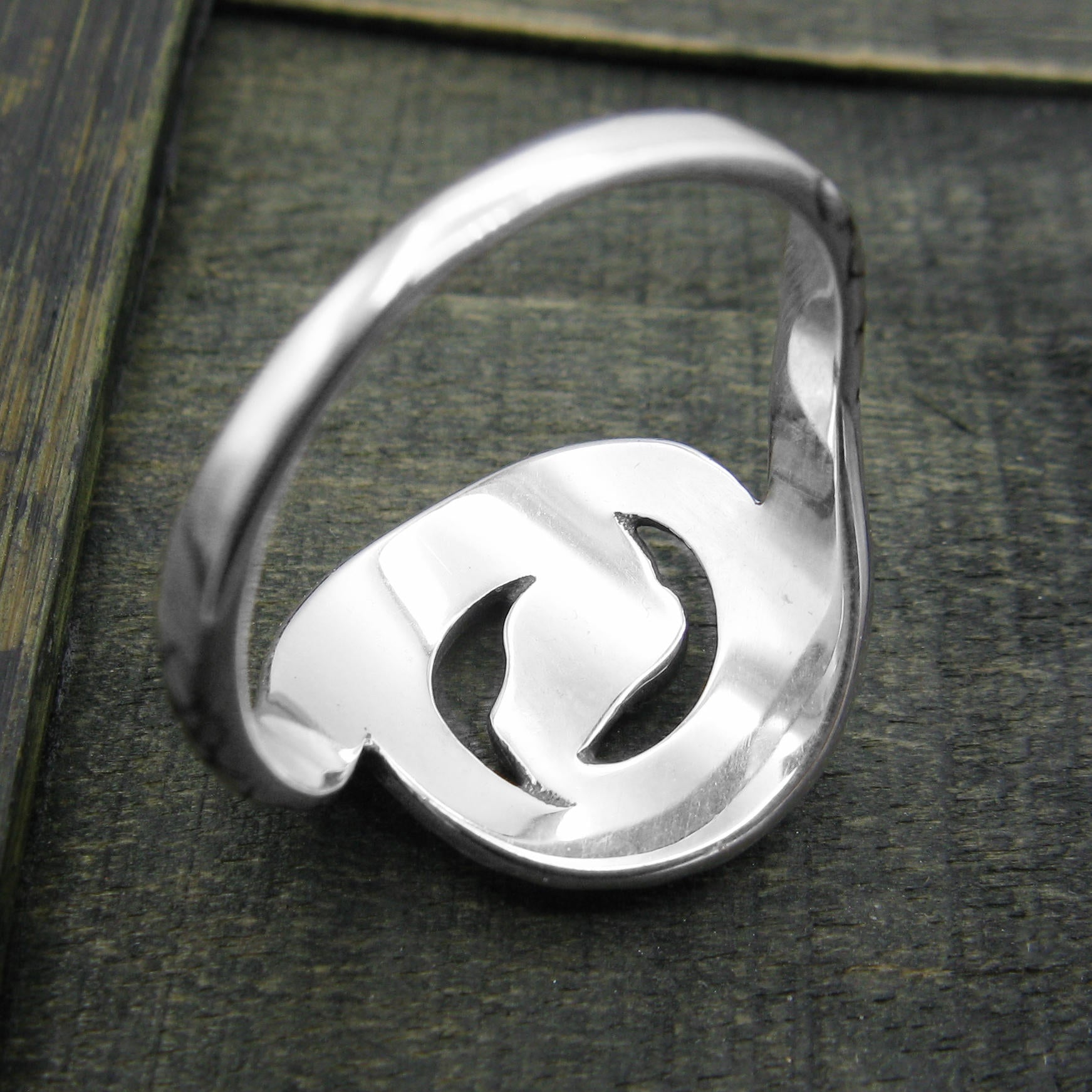 Coiled Ouroboros Snake Oxidized Ring Tribal