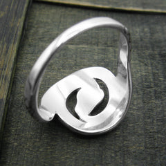 Coiled Ouroboros Snake Oxidized Ring Tribal