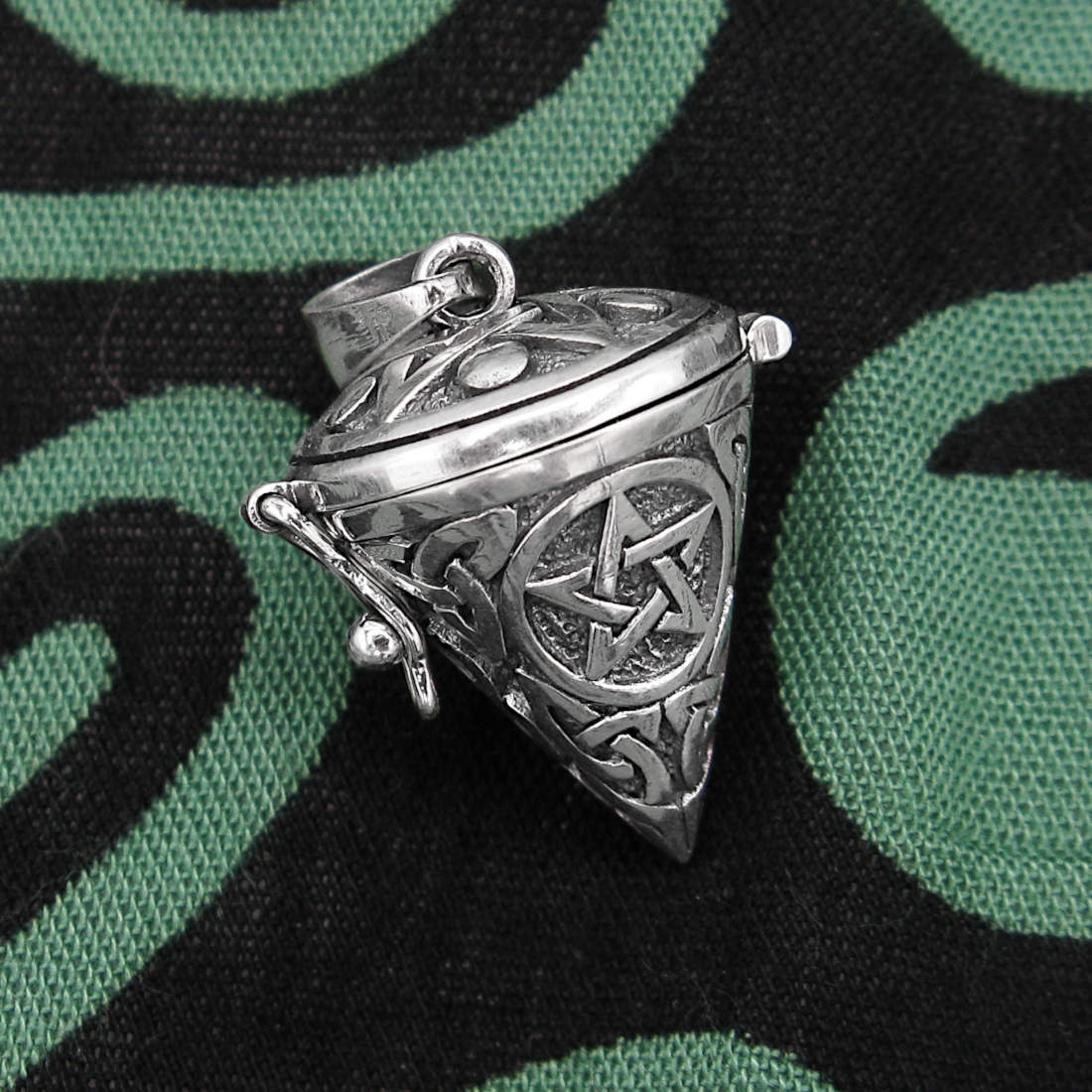 Cone-Shaped Locket Pendant Pendulum With Pentagram Triquetra Celtic Knots Divining Keepsakes | Woot & Hammy