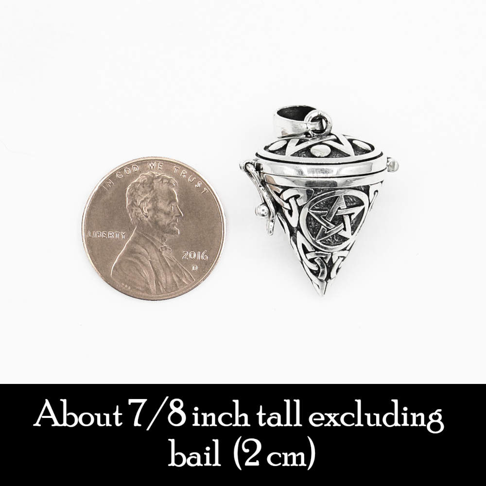 Cone-Shaped Locket Pendant Pendulum With Pentagram Triquetra Celtic Knots Divining Keepsakes | Woot & Hammy