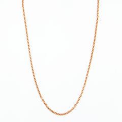 A copper cable chain arranged in the shape of a catenary arch with a white background.