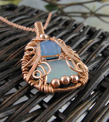 Purple Chalcedony Crystal pendant Hand wrapped in good copper From Indonesia