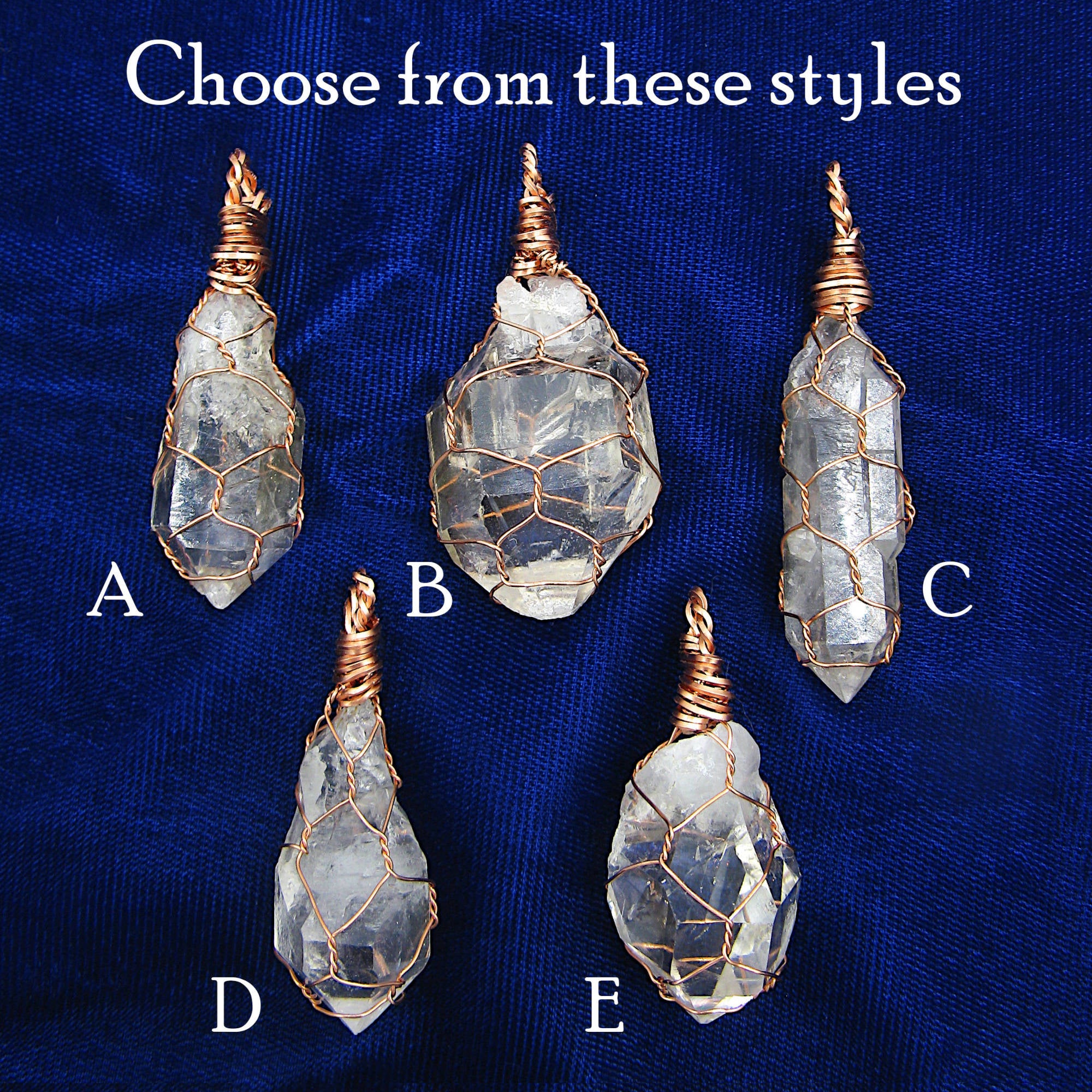 Raw Clear Quartz Crystal Pendants Copper Wire-Wrapped Pendant Handmade  Healing Grounding 20" Chain | Woot & Hammy