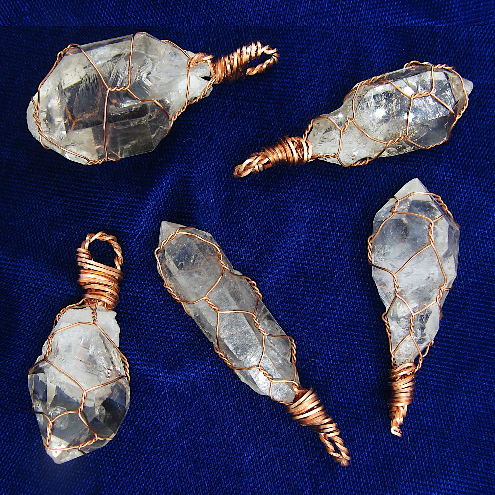 Raw Clear Quartz Crystal Pendants Copper Wire-Wrapped Pendant Handmade  Healing Grounding 20" Chain | Woot & Hammy