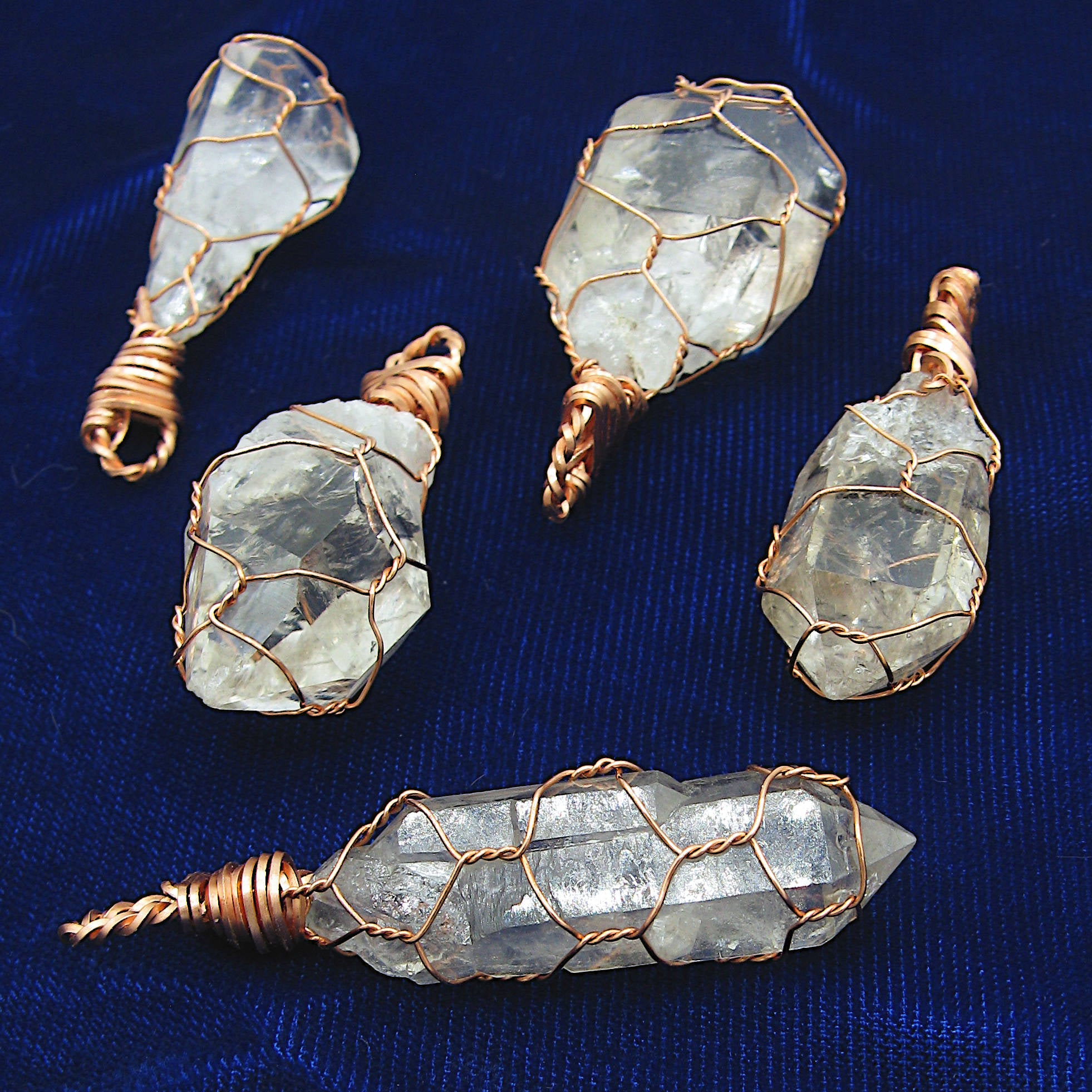 Raw Clear Quartz Crystal Pendants Copper Wire-Wrapped Pendant Handmade  Healing Grounding 20" Chain | Woot & Hammy