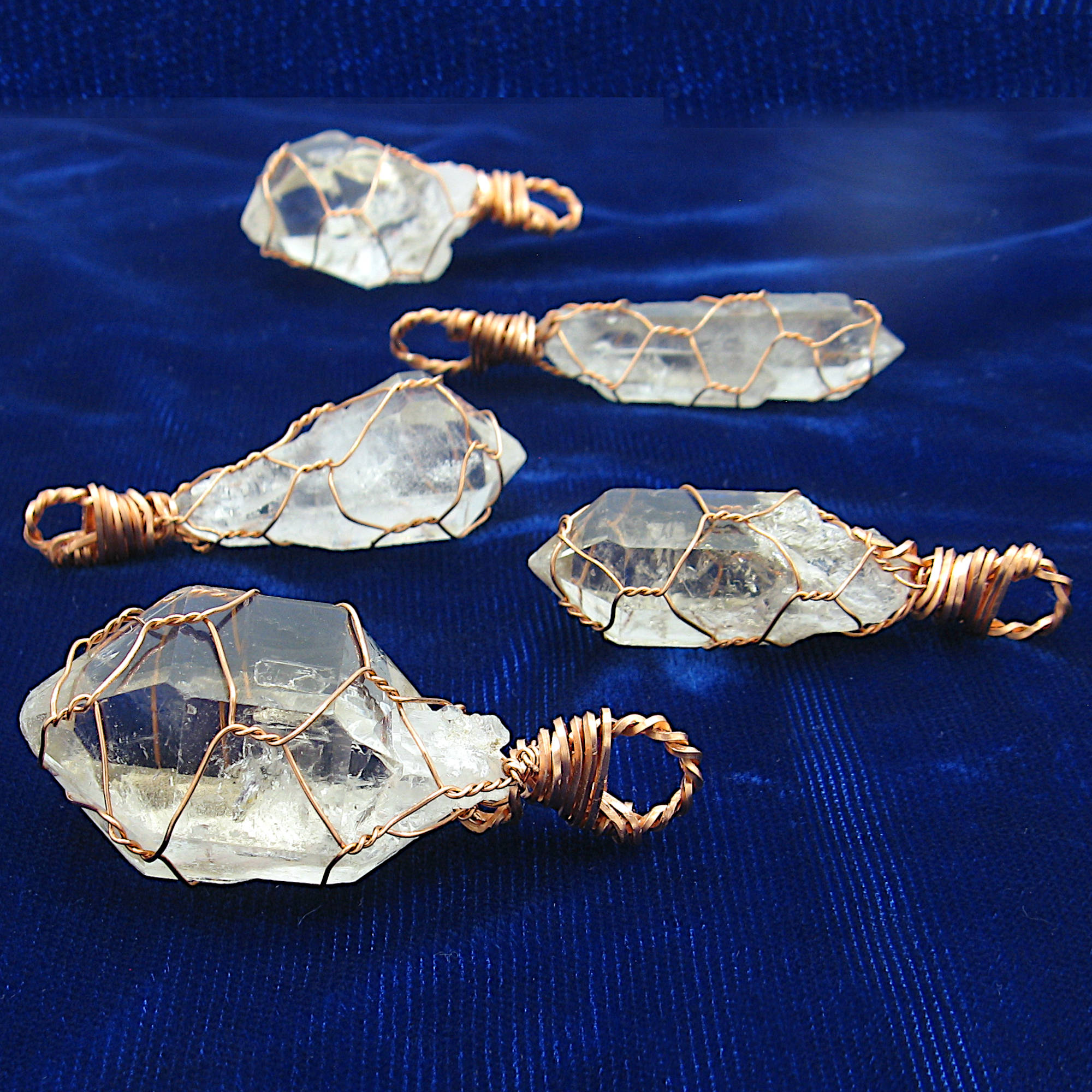 Raw Clear Quartz Crystal Pendants Copper Wire-Wrapped Pendant Handmade  Healing Grounding 20" Chain | Woot & Hammy